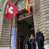Le Palais de Justice ouvrira ses portes samedi 4 octobre à l'occasion de la Semaine de la démocratie. Le public sera invité à percer les mystères du Palais à travers un rallye ludique. KEYSTONE/MARTIAL TREZZINI